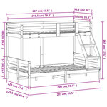 vidaXL Lit superposé 90x200/120x200 cm blanc bois de pin massif