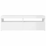 vidaXL Meuble TV avec lumières LED blanc brillant 120x35x40 cm