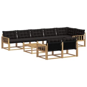 vidaXL Ensemble de canapés d'extérieur 9 Pièces Blanc et noir