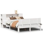 vidaXL Lit bibliothèque sans matelas blanc 135x190 cm bois pin massif