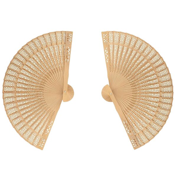 2 éventails en bois naturels à décorer 20 cm
