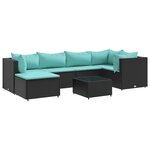 vidaXL Salon de jardin 7 Pièces avec coussins Noir Résine tressée