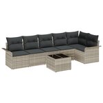 vidaXL Set de salon de jardin 7 pièces avec coussins - Rattan poly gris