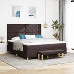 vidaXL Lit à ressorts avec matelas Marron foncé 180 x 200 cm tissu
