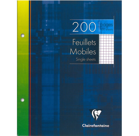 Pqt de 100 Feuillets Mobiles 17x22 cm 90g 200 Pages Q.5x5 CLAIREFONTAINE