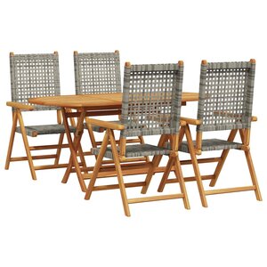 vidaXL Ensemble de salle à manger pour jardin 5 Pièces Gris