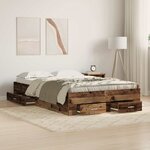 vidaXL Cadre de lit avec tiroirs avec tiroir Bois ancien 120 x 190 cm