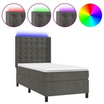 vidaXL Sommier à lattes de lit matelas LED Gris foncé 90x200cm Velours