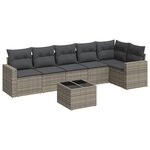 vidaXL Salon de jardin avec coussins 7 Pièces gris résine tressée