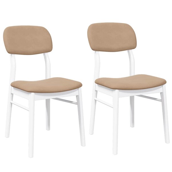 vidaXL Chaises à manger coussins 2 Pièces blanc bois massif caoutchouc