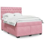 vidaXL Sommier à lattes de lit avec matelas Rose 160x200 cm Velours