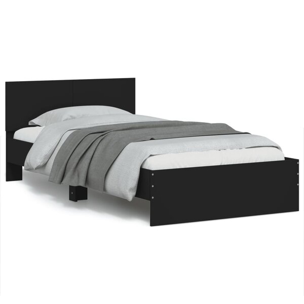 vidaXL Cadre de lit sans matelas avec tête de lit noir 100x200 cm