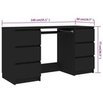 vidaXL Bureau noir 140x50x77 cm Bois d'ingénierie