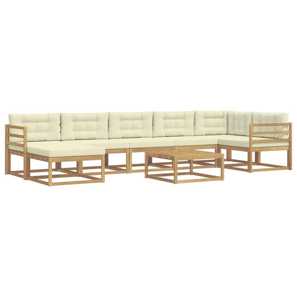 vidaXL Ensemble de canapés d'extérieur 8 Pièces Blanc et crème