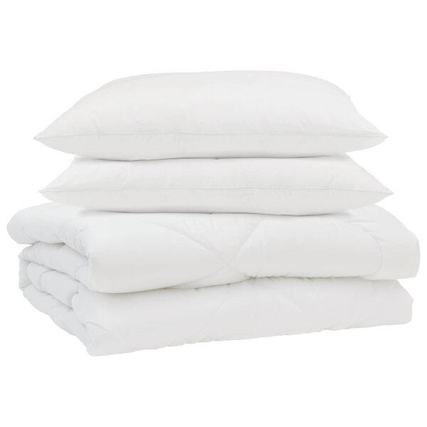 vidaXL Couette d'été avec oreiller 3 pièces Blanc Microfibre