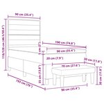 vidaXL Lit à ressort avec matelas et banc gris clair 90x190 cm en tissu