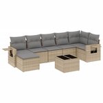vidaXL Salon de jardin avec coussins 8 Pièces beige résine tressée