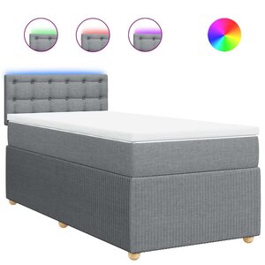 vidaXL Sommier à lattes de lit et matelas Gris clair 90x190 cm Tissu