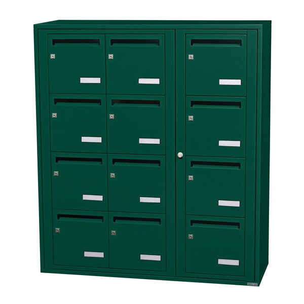 Bloc collectif Leabox 3x4 grade 3 simple face intérieur fixation murale vert mousse ral 6005 finition brillante