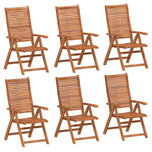 vidaXL Fauteuils pliants inclinables lot de 6 56 x 72 x 107 cm en bois d'acacia massif
