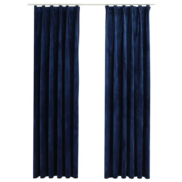 vidaXL Rideaux occultants et crochet 2Pièces Velours Bleu foncé 140x245cm