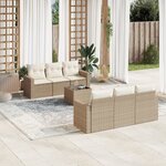 vidaXL Salon de jardin avec coussins 7 Pièces beige résine tressée