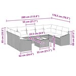 vidaXL Ensemble de canapé de jardin 10 Pièces Gris Poly rotin