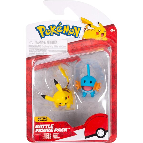 Jazwares PKW3592 - Pokémon - Lot de 2 figurines de combat Pikachu et Hydropi