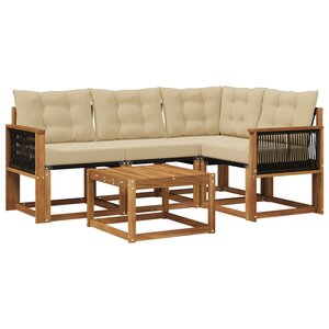 vidaXL Ensemble de canapés d'extérieur 5 Pièces Naturel et Beige