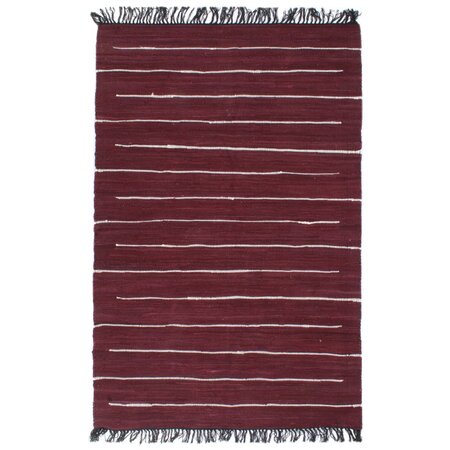 vidaXL Tapis Chindi Coton tissé à la main 160 x 230 cm Bordeaux