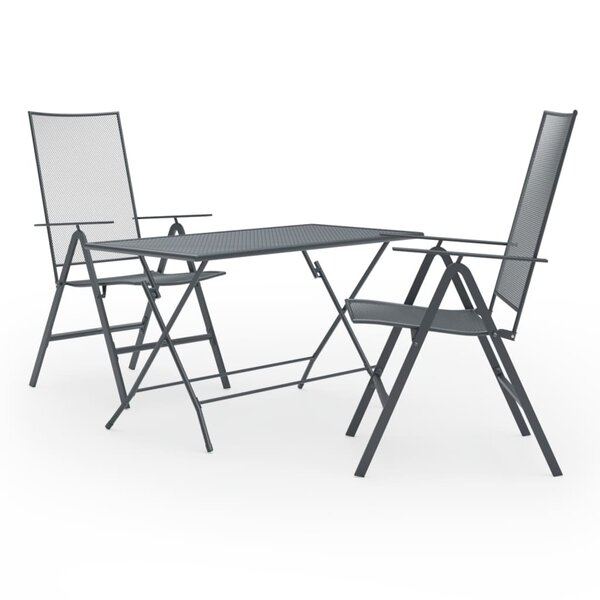 vidaXL Ensemble de salle à manger de jardin 3 Pièces Acier Anthracite