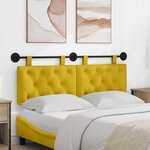vidaXL Tête de lit suspendue Avec lumière LED Jaune Velours