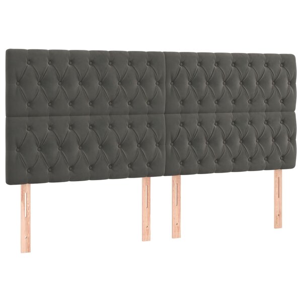 vidaXL Têtes de lit 4 Pièces Gris foncé 100x7x78/88 cm Velours