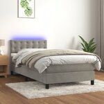vidaXL Sommier à lattes de lit avec matelas et LED Gris clair 90x200cm
