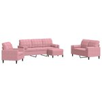 vidaXL Ensemble de canapés 4Pièces et coussins et traversins rose velours