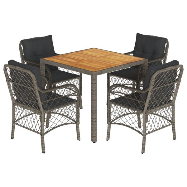 vidaXL Ensemble à manger de jardin 5 Pièces coussins gris résine tressée