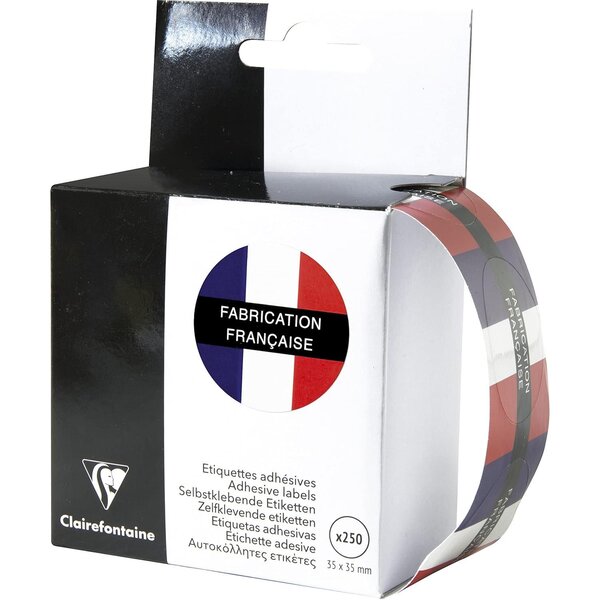 Boîte de 250 étiquettes cadeaux Drapeau Français Fabrication Française CLAIREFONTAINE