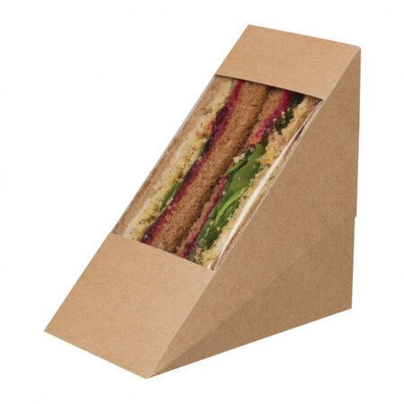 Lot de 500 boîtes sandwich triangle kraft compostable avec fenêtre - colpac -  - papier