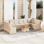 vidaXL Salon de jardin avec coussins 7 Pièces beige résine tressée