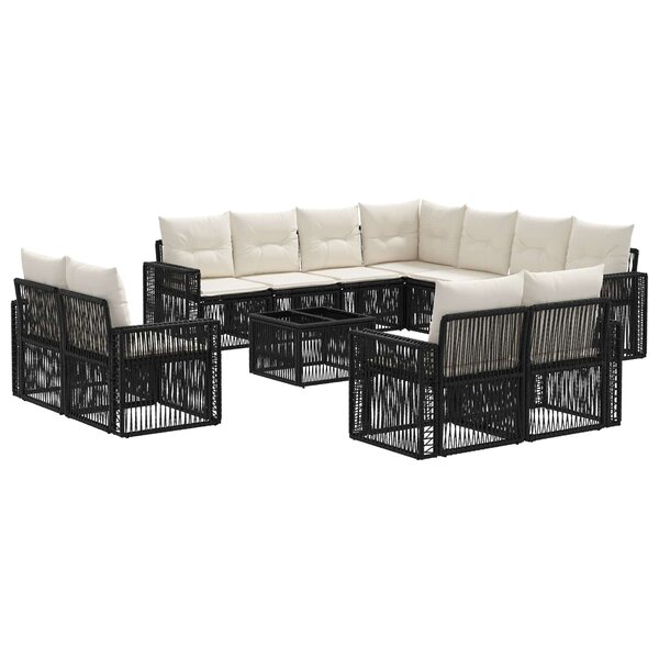 vidaXL Ensemble de canapé de jardin 12 Pièces Noir et blanc crème