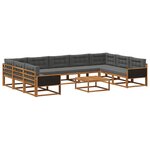 vidaXL Ensemble de canapés d'extérieur 10 Pièces Naturel et Anthracite