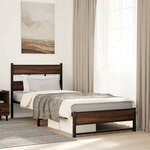 vidaXL Cadre de lit en métal sans matelas chêne marron 90x190 cm