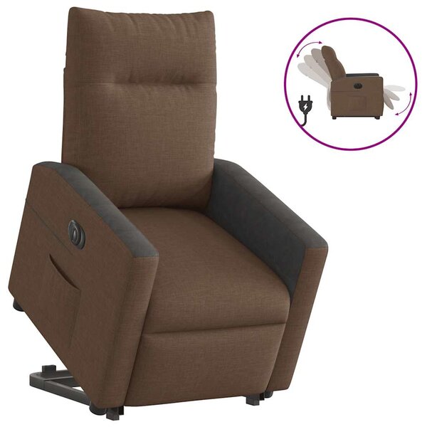 vidaXL Fauteuil inclinable électrique marron tissu
