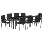vidaXL Ensemble de salle à manger pour jardin 9 pc Noir