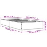 vidaXL Cadre de lit chêne marron 90x190 cm bois d'ingénierie et métal