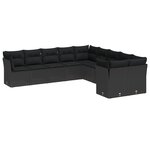 vidaXL Ensemble de 13 canapés de jardin avec des coussins noirs en poly rotin et en acacia.