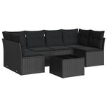 vidaXL Salon de jardin 7 Pièces avec coussins noir résine tressée
