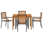 vidaXL Ensemble de salle à manger pour jardin 5 Pièces Noir Poly rotin