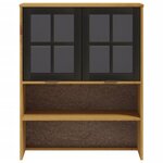 vidaXL Dessus pour buffet haut avec porte vitrée FLAM bois massif pin
