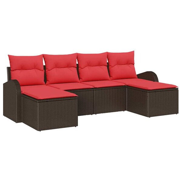 vidaXL Ensemble de canapé de jardin 6 Pièces Marron Poly Rattan
